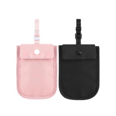 Imagem de uvbws Carteira de sutiã oculto para viagem – Bolsa de pescoço feminina – Bolsa de dinheiro oculta com faixa elástica ajustável – Garantindo viagens seguras de itens valiosos, Rosa + preto