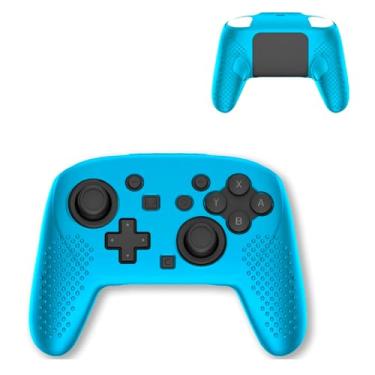 Imagem de RDFJ Capa protetora compatível com controle Nintendo Switch 2 Pro, silicone macio, antiarranhões, à prova de choque (azul claro)