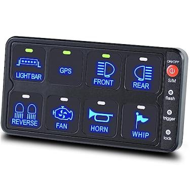 Imagem de xhtechnology Painel De Interruptores À Prova D'Água, 12/24 V, 4/6/8 Grupos, 10/30 A + Luz Led Azul, 8 Painéis Balanço Carro Para Rv E Controle Caminhão Veículos, Lâmpadas Marinhas, Máquina Lavar