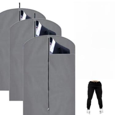 Imagem de Capa para Terno com Visor Lateral, 60 cm x 90 cm, Material TNT e PVC, Cinza, Conjunto com 3 Unidades