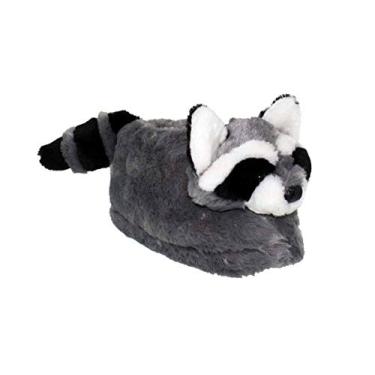 Imagem de Pantufas infantis e adultos Happy Feet Animal, Raccoon, 3-5 Women/2-4 Men