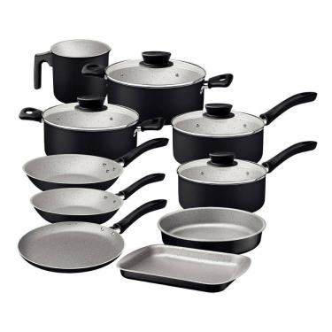 Imagem de Jogo De Panelas 10 Peças Linz Cores Antiaderente Tramontina Preto