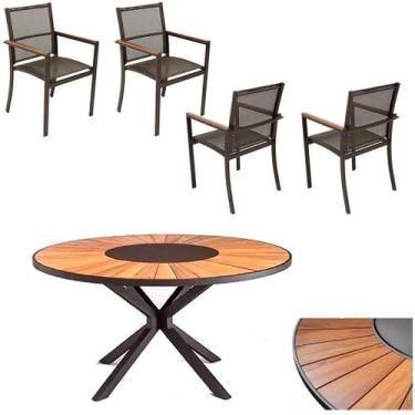Imagem de Jogo de Mesa 1,30m Zurick Madeira Pétalas 4 Cadeiras Jantar Amélia Tel