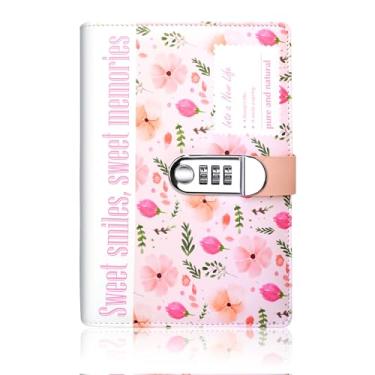 Imagem de SPIPHY Diário floral com cadeado e chave para meninas diário com cadeado para meninas adolescentes 224 páginas diário bloqueado em forma de coração para mulheres, rosa