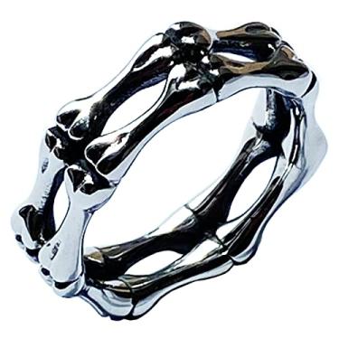 Imagem de ZMY Home Anel de caveira da morte para homens, joias de aço inoxidável, anéis de motociclista, anel de morte assustador, crânio para presentes, Metal, Sem pedra preciosa