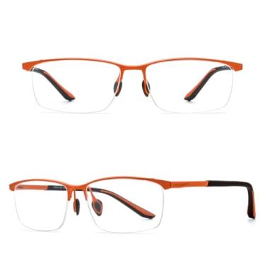 Imagem de VFDHN Armação de óculos de titânio masculina, óculos esportivos ultraleves sem aro (laranja C1)