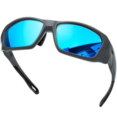 Imagem de KANASTAL Azul Óculos de Sol Masculino Polarizado Esportivos Espelhado Oculos Prateado Ciclismo Envolventes Feminino UV400 Retangular Corrida Clássico Cycling Blue Sunglasses -Lente Azul Armação Prata