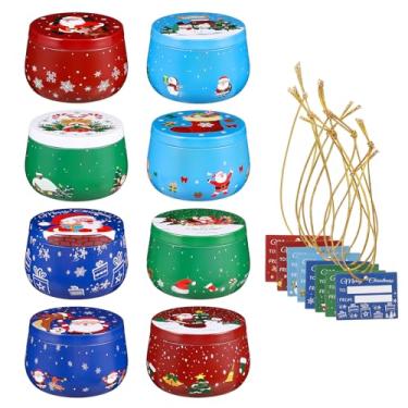Imagem de BESPORTBLE 8 Potes de Lata de Natal, Latas para Velas de Natal, Recipientes Vazios de Cores Sortidas Com Tampas para Fabricação de Velas, Armazenamento de Doces, Artesanato