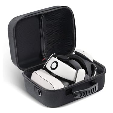 Imagem de AIJUNCT Estojo De Transporte Grande Para Meta Quest 3/Quest 3S Com Alça De Bateria, Para Alça De Cabeça Bobovr S3 Pro Elite, Bolsa De Armazenamento Vr Para Fone De Ouvido Oculus Quest 3, Controles Q
