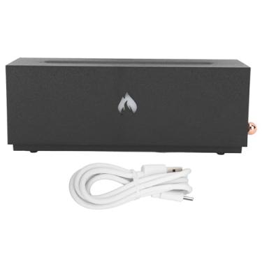 Imagem de Flame Air Difusor 3D Aparência de lareira Multi Colored Power Off Protection 320ml Silent Flame Mist umidificador de ar para o escritório do quarto (Preto)