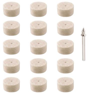 Imagem de Kit 15 Disco De Feltro E Haste Para Polimento Micro Retífica
