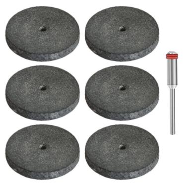 Imagem de Kit 6 Roda Borracha Preto Haste 3Mm Polimento Micro Retífica