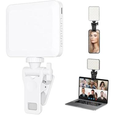 Imagem de XINBAOHONG Luz de selfie recarregável, luz de preenchimento de clipe para telefone, portátil, tablet, luz portátil para videoconferências, transmissão ao vivo, zoom chamada, maquilhagem (branco)