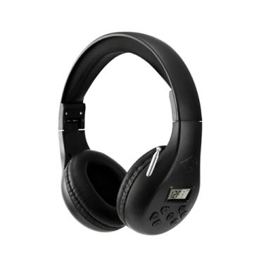 Imagem de Auriculares de rádio FM pessoais portáteis com a melhor recepção, auriculares sem fios com rádio FM para caminhada, corrida, alimentados por 2 pilhas AA (não incluídas), preto