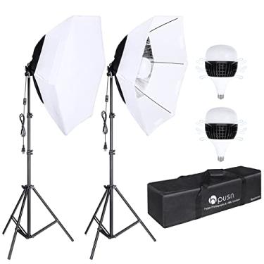 Imagem de [Versão atualizada] Kit de iluminação HPUSN Softbox 66.0 cm Hexagon Continuous Lighting System Photography Studio Equipamento de luz com 2 peças de lâmpadas de 85W para transmissão ao vivo, retrato
