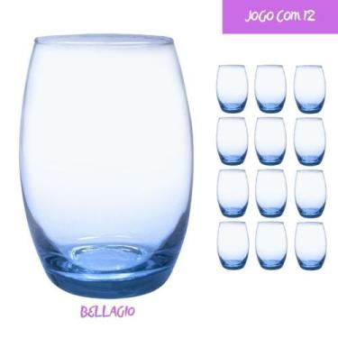 Imagem de 12 Copos Vidro Bellagio Redondo 450ml Grande Colorido Azul - Casa Lind