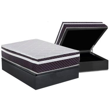 Imagem de Conjunto Box Baú Casal: Colchão Molas Herval Ensacadas C1789 + Base CRC Suede Gray (138...