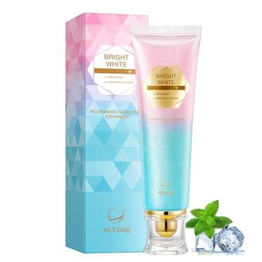 Imagem de Pasta de dente clareadora de niacinamida, creme dental intensivo de clareamento triplo, hálito fresco, remove manchas de dentes, proteção de esmalte e fortalecimento dentário, uso diário para higiene