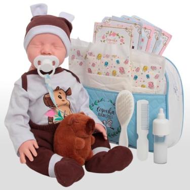 Imagem de Boneco Reborn Bebê Menino Olhos Fechados Roupa Capivara