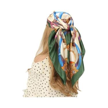 Imagem de Lenço De Seda Feminino 90x90cm, Quatro Estações, Hijab, Bandana, Envol
