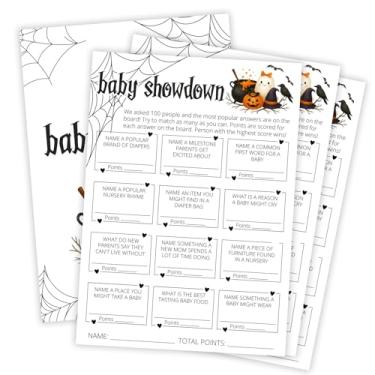 Imagem de OXRUN Hilarious Baby Shower Games, Halloween Baby Showdown, 30 Double-Sided Fill in Game Cards for Little Ghost Gender Reveal Spooky Party Favor Supplies - D10