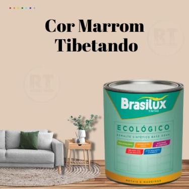 Imagem de Esmalte Sintético Brasilux Base Água Ecologico Cor Marrom 800ML Brilha
