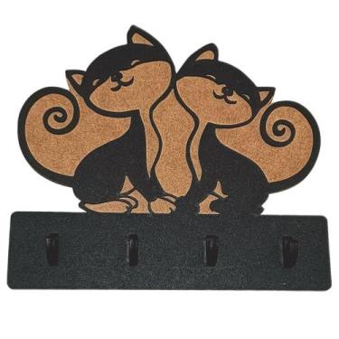Imagem de Porta Chaves Chaveiro Parede Gatos - LENOBRE