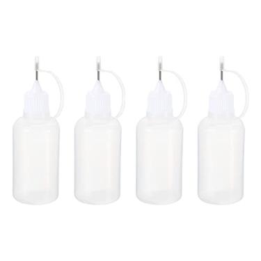 Imagem de PATIKIL Frascos de cola com ponta de agulha 30 ml, pacote com 4 aplicadores de plástico com tampa para quilling de papel, colagem, arte, artesanato, projetos faça você mesmo, branco