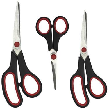 Imagem de Kit 3 Tesouras Profissionais Versáteis 5" e 8" Aço Inox - MBtech