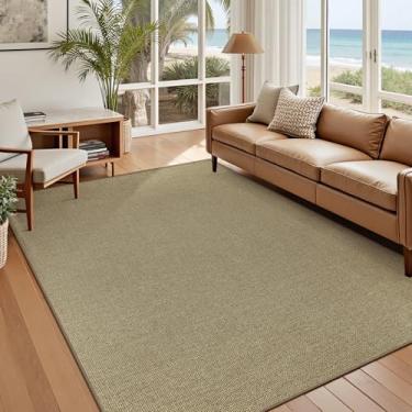 Imagem de Tapete de juta fácil 12 x 18 cm, tapetes naturais: tapete lavável antiderrapante, antiderrapante, para ambientes internos e externos, para sala de estar, quarto, sala de jantar, quinta, pátio (1,7 m x