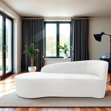 Imagem de Recamier Curvo Orgânico 140cm 2 Lugares Lado Esquerdo para Sala de Estar Bouclé Paris Branco