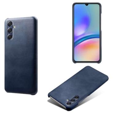 Imagem de Capa para Samsung Galaxy M34 5G,Proteção contra quedas,Casca de volta de cor sólida simples,Design de couro de imitação de plástico-Blue