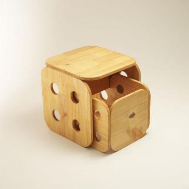 Imagem de Mesinha e Cadeirinha Madeira Infantil Cubo Montessori Marcenaria Marte