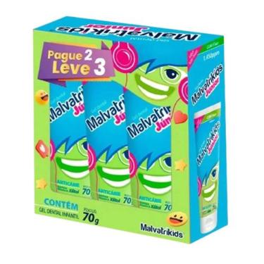 Imagem de Kit Malvatrikids Gel Dental Júnior 3 Un Com Flúor 70g