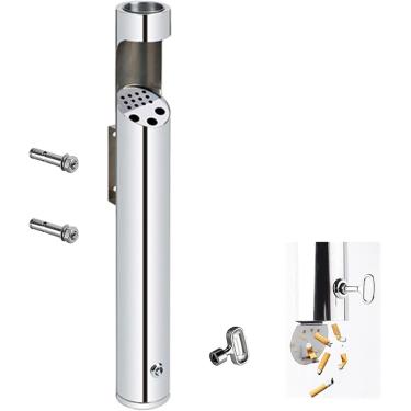 Imagem de Cinzeiro Cigarro Montado Na Parede, Aço Inoxidável Metal Lockable Cigarro Butt Container Para Fora, Cigarro Butt Receptáculo Cinzeiros Pequenos Com Tampa, Wall Mounted Ashtrays for Outside, G