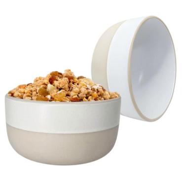 Imagem de Bowl Tigela Cumbuca De Cerâmica Branco 800ml Salada Fruta - Wellmix