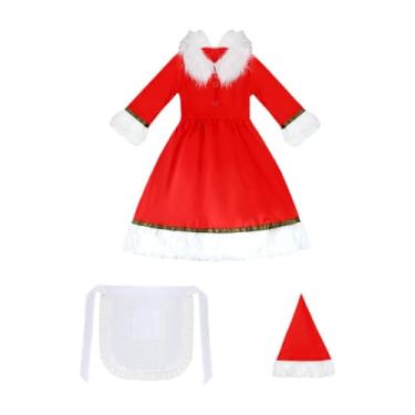 Imagem de Wzmzjy Fantasia de Papai Noel, Vestido Macio com Chapéu E para Feriados de Ano Novo, Cosplay Infantil, Vermelho, S
