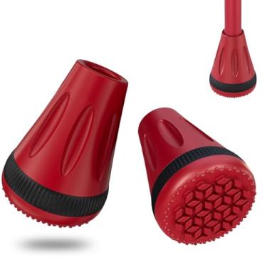 Imagem de XSL Pontas de bengala, pontas vermelhas de 3/10.2 cm para serviço pesado, almofada de substituição de borracha de 3/10.2 cm, pontas de bengala de caminhada e pontas de muleta (pacote com 2)