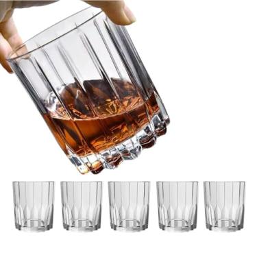 Imagem de Conjunto de 6 Copos de Vidro para Whisky, 340ml, Design Elegante com Cortes Geométricos, Perfeito para Drinks e Bebidas