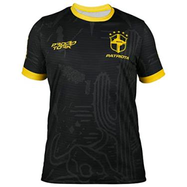 Imagem de Camiseta Baby Look Feminina Pro Tork Brasil Seleção Copa 2022 Tam M Preto/Amarelo