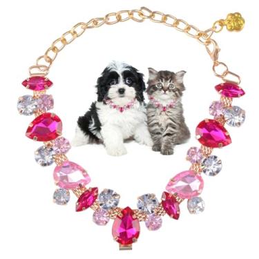 Imagem de HACRAHO Coleira de cachorro e coleira de gato, 1 colar de corrente de ouro para cães chiques de aço inoxidável ajustável com pata de animal de estimação fofa para animais de estimação pequenos, médios