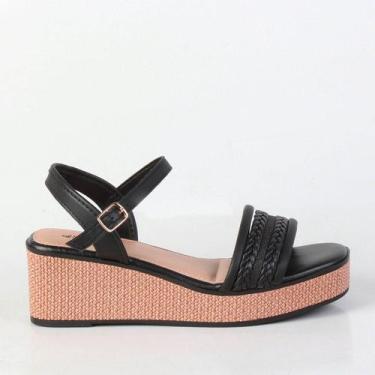 Imagem de Mississipi Sandalia Anabela Salto Médio Mc111 Preto, Preto, 0005, 38