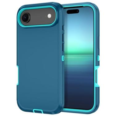 Imagem de I-HONVA Capa para iPhone Air/iPhone 17 Air, à prova de choque, poeira/queda, proteção total de 3 camadas [sem protetor de tela] Capa resistente para Apple iPhone Air de 6,5 polegadas 2025, turquesa