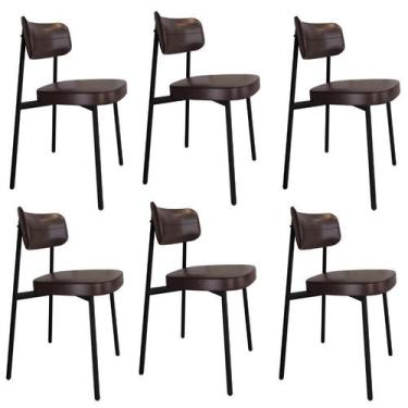 Imagem de Conjunto 6 Cadeiras de Jantar Alloa Revestimento Sintético Est.Preta -