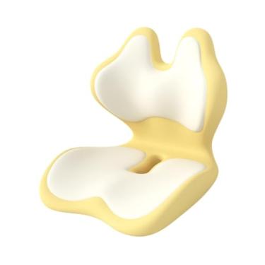 Imagem de harayaa Almofada de apoio para cadeira de escritório, encosto ergonômico e respirável, almofada para assento e costas para ficar sentado por muito tempo em, Amarelo Bege
