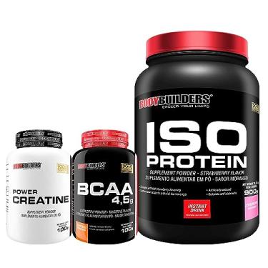 Imagem de Kit Iso Protein Morango 900g + BCAA Tangerina 100g + Power Creatina Tangerina 100g - Bodybuilders