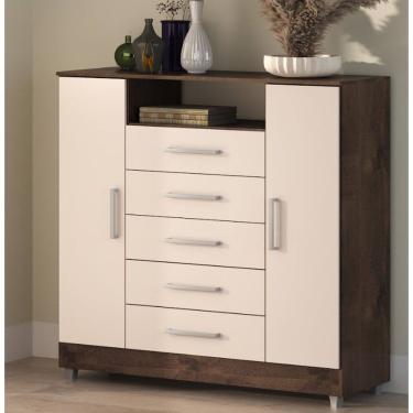 Imagem de Comoda com 2 sapateiras e 5 gavetas ISABELE CHOCOLATE/OFF WHITE