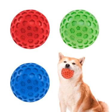 Imagem de 4 bolas de cachorro estridentes de 6,5 cm, brinquedos de mastigar para cães interativos e estridentes, bolas de brinquedo para mastigar para cães, brincar e treinar