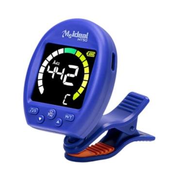 Imagem de menolana Afinador de guitarra com clipe para iniciantes, afinador portátil recarregável por USB com precisão rápida para baixo, violino, viola, violoncelo, Azul