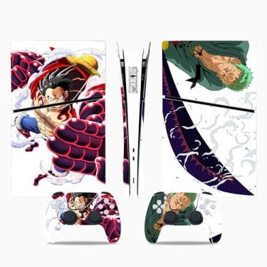 Imagem de MaD Vision Conjunto de películas de vinil extraduráveis para PS5 Slim + 5 pares de anéis de mira | Kit de adesivos resistentes a arranhões para PlayStation 5 + 2 controles – para design de uma peça